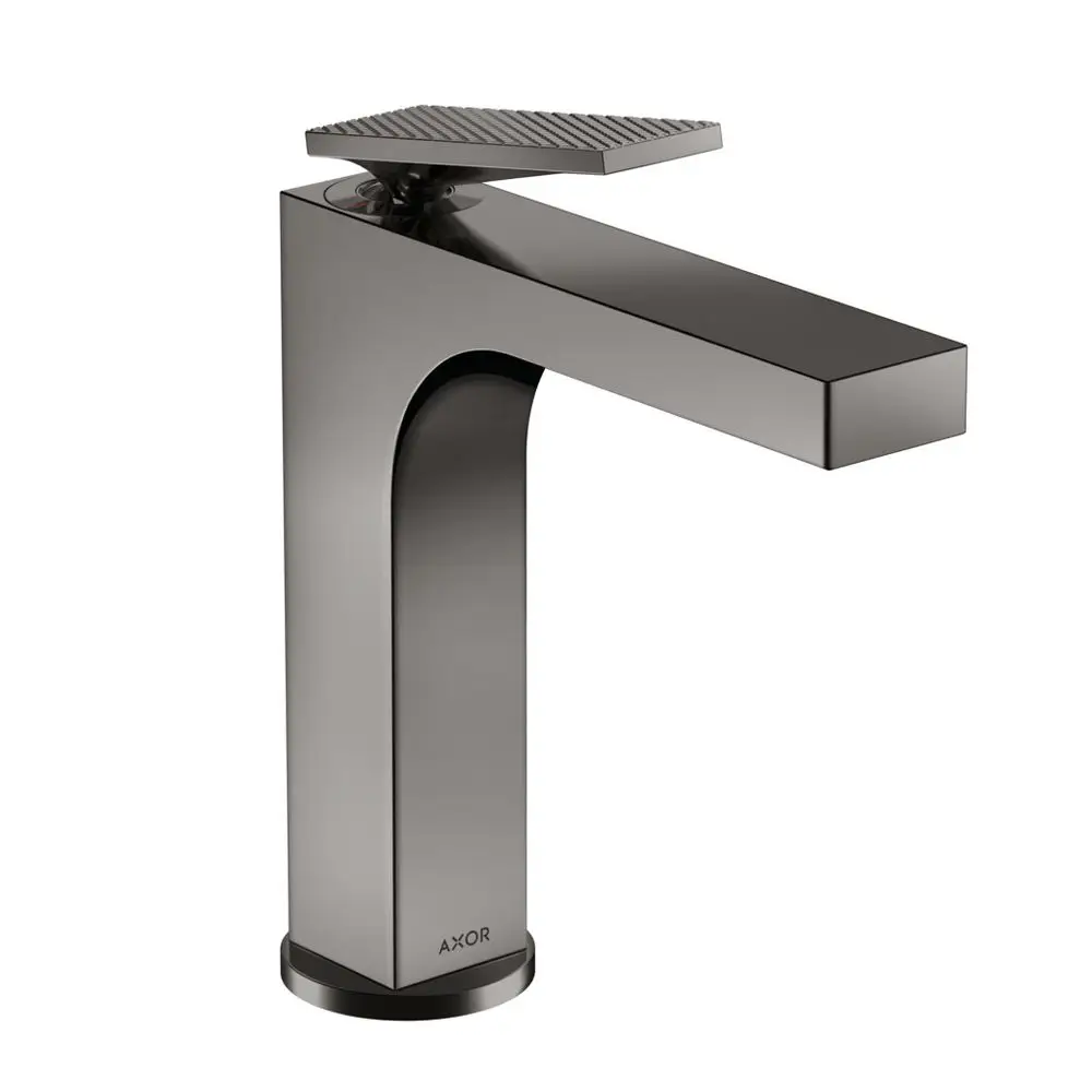 Einhebel-Waschtischmischer mit flachem Hebelgriff und quadratischer Auslaufspitze in Polished Black Chrome, Marke AXOR.